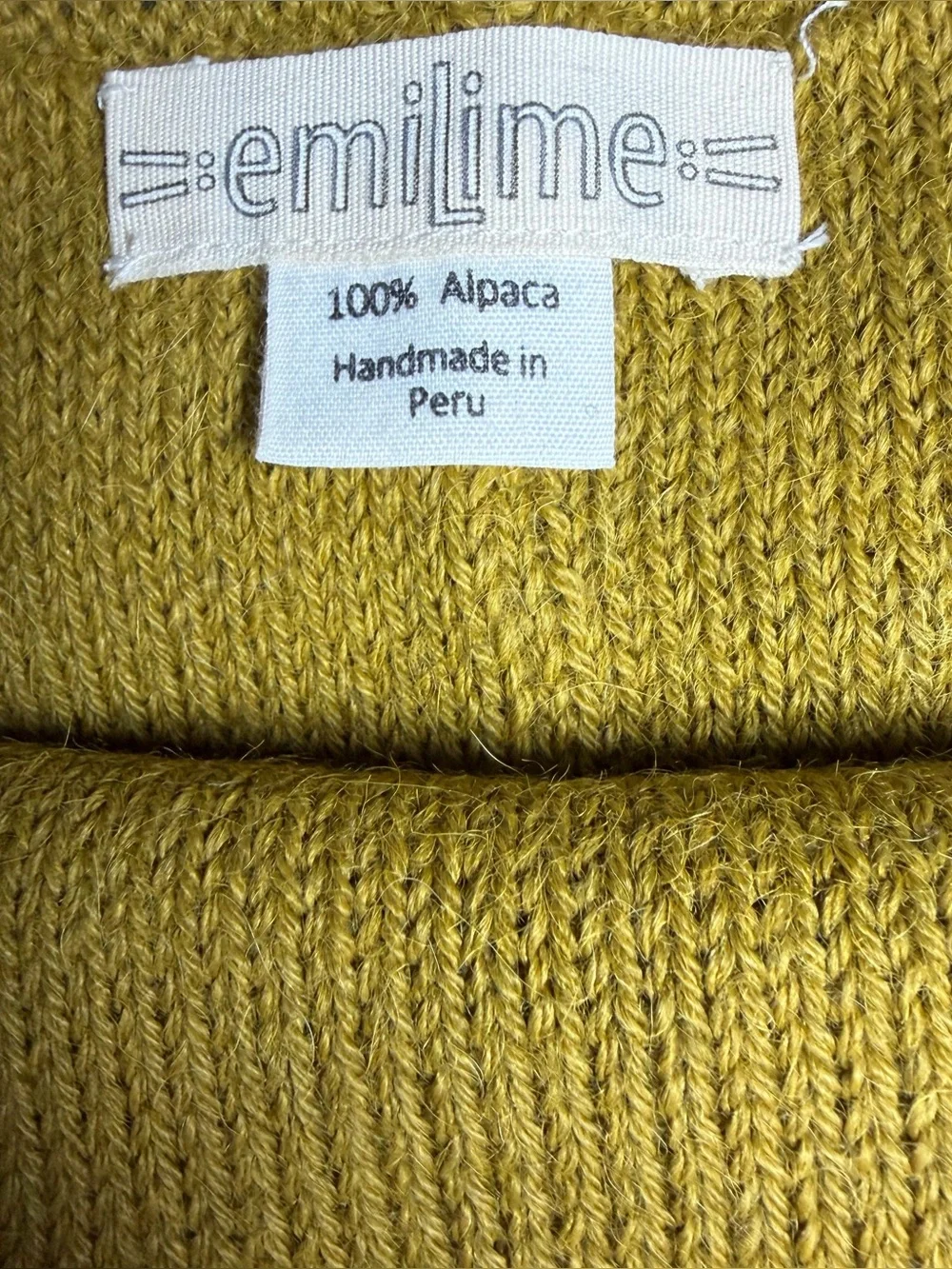 Emilime 100% Alpaca Mustard Yellow Gold Navy Neck Warmer NWT